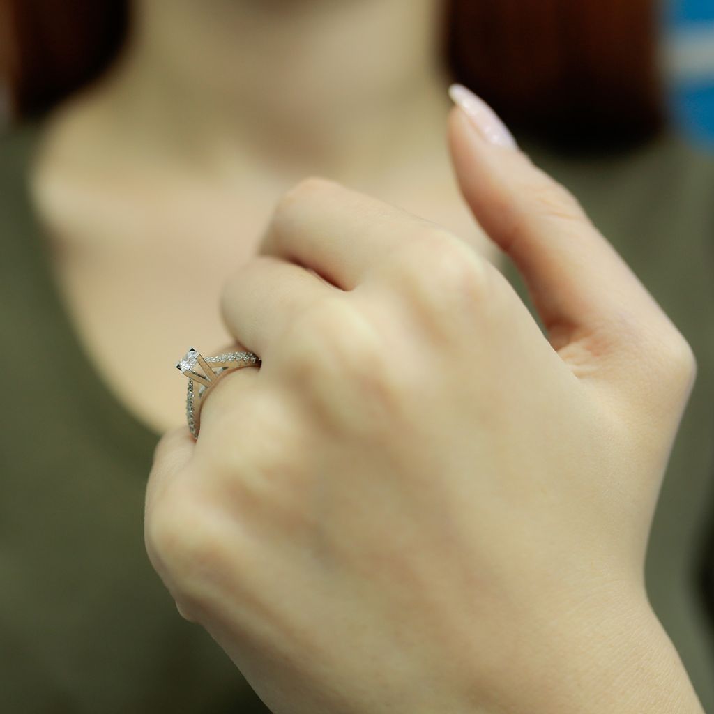 0,41 Carat Diamant Solitär Ring Antragsring 14 Karat Weißgold