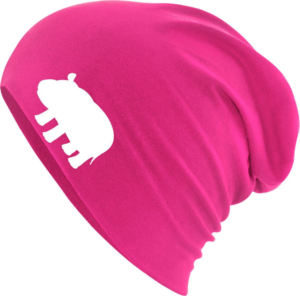 Huuraa Beanie Nilpferd Silhouette Fuchsia One Size Baumwolle und Elasthan Mütze Geschenkidee