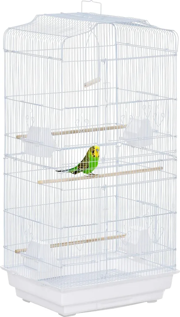 Habitat oiseaux blanc en fer avec grand espace de vol et 5 portes
