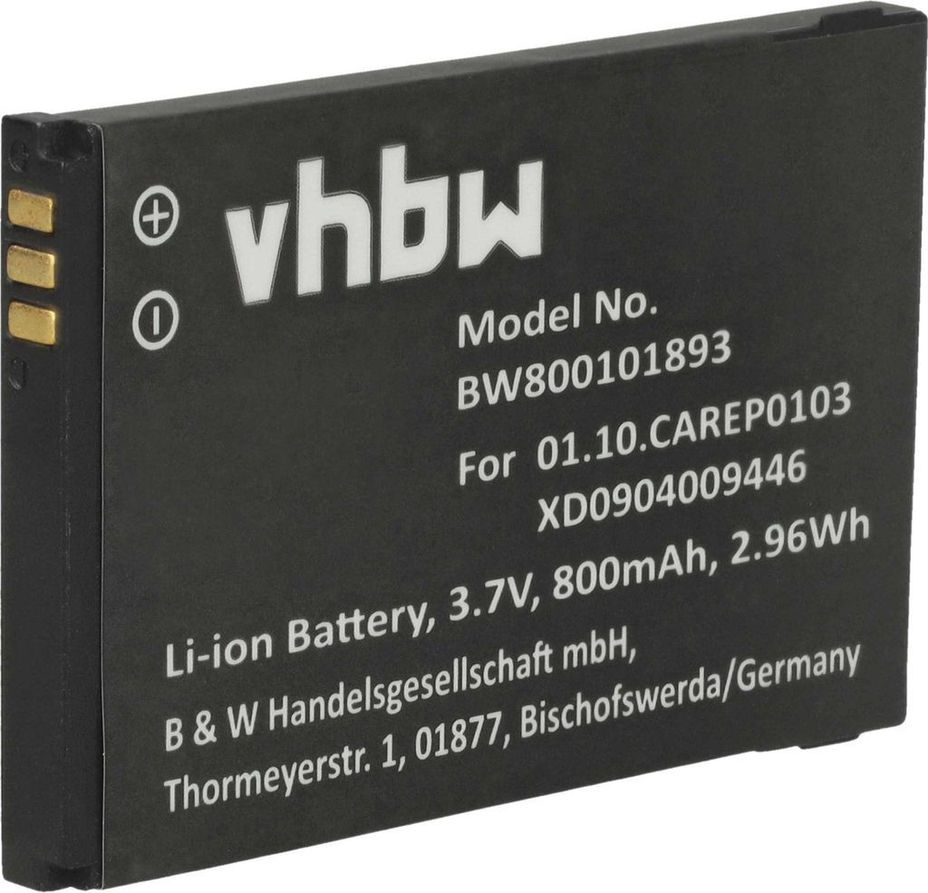 vhbw Akku Ersatz für Doro XD0904009446, 01.10.CAREP0103 für Handy Smartphone Telefon (800 mAh, 3,7 V, Li-Ion)