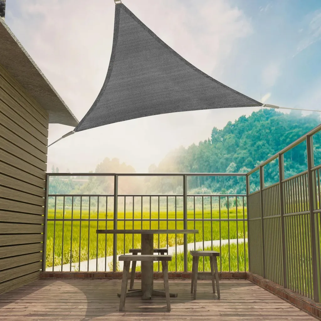 Voile d'ombrage HDPE 1x2m triangle gris clair avec protection UV