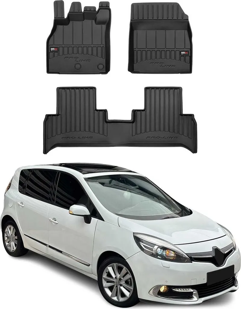 Tappetini 3D Su Misura Renault Grand Scenic 2009-2016 - TPE Nero Lusso