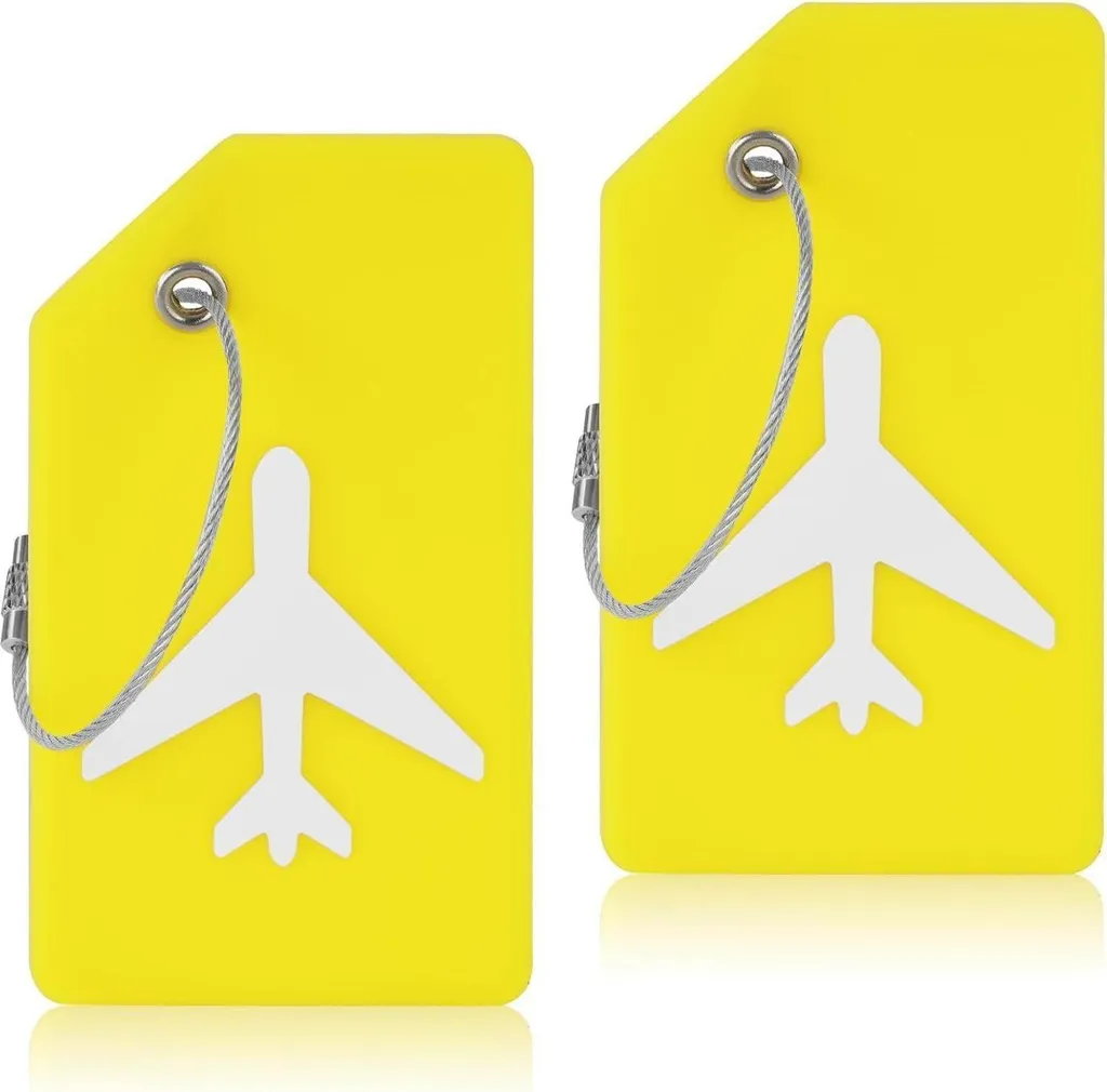 2x Etichetta Valigia Gialla Silicone | Identificatore Bagaglio Antismarrimento