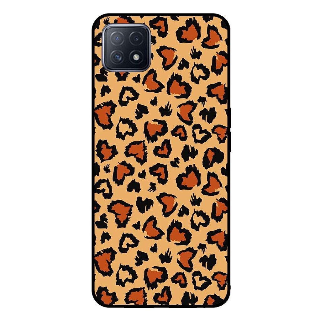 Smartphonica Handytasche für OPPO A53 5G / A72 5G / A73 5G mit Tiger-Print - Panther-Print Rückwand - Braun
