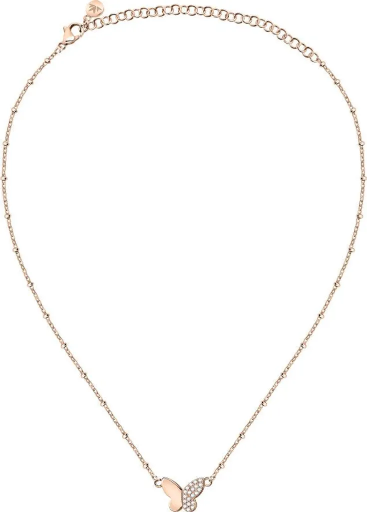 Collier en Bronze avec Pendentif Papillon Serti de Cristaux Passioni