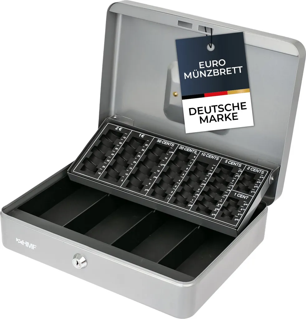 Coffret à monnaie métallique verrouillable avec trieur de pièces HMF
