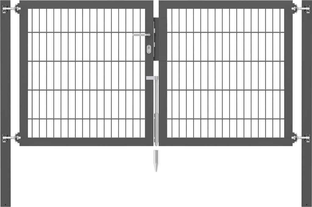 Alberts Doppeltor Flexo Plus mit Zubehör, zum Einbetonieren, anthrazit, Breite 200 cm, Höhe 100 cm, Pfostenstärke 80 x 80 mm