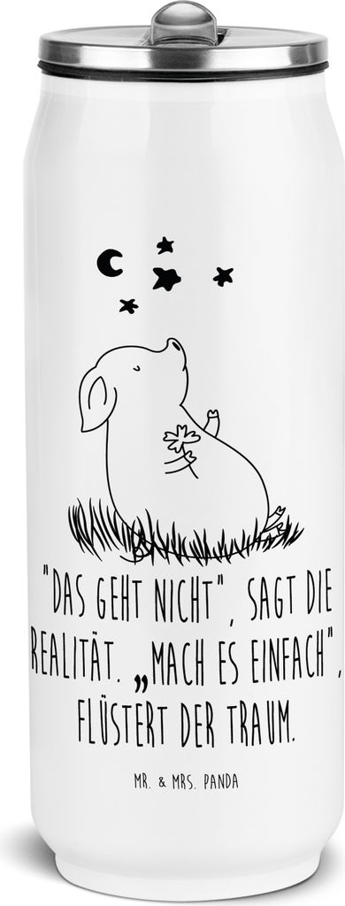 Mr. & Mrs. Panda Thermoflasche Schwein Glück - Weiß - Geschenk, Wasserflasche, Glücksbringer, Edelstahl Trinkflasche, Sterne, Träume, sport, Th...