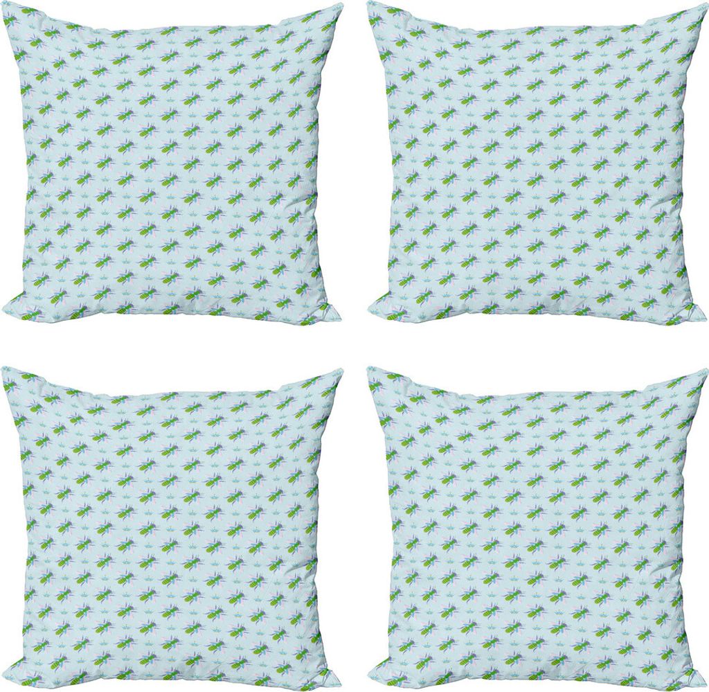 ABAKUHAUS Bienenkönigin Kissenbezug Set (4 Stück), Honig-Liebhaber und Kronen, Moderner Doppelseitiger Digitaldruck, 40 cm x 40 cm, Hellblau und ...