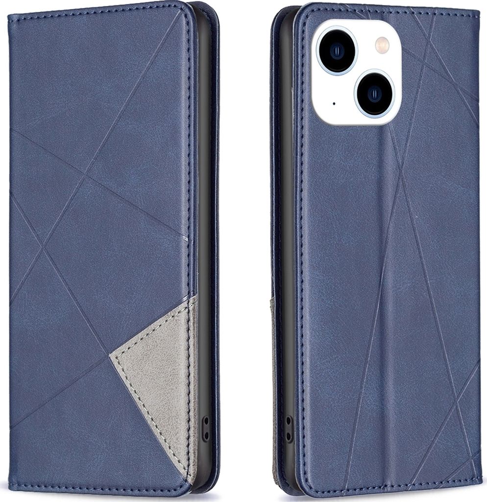 Mobigear Rhombus Slim iPhone 15 Hülle Klapphülle - Blau