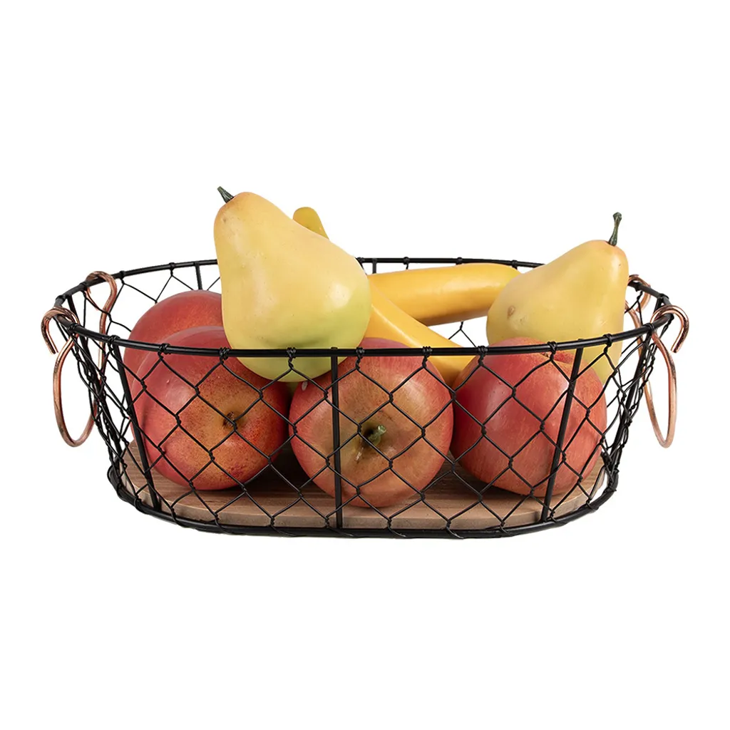 Clayre & Eef Panier de Rangement 33x23x10 cm en Métal Noir Design - 3