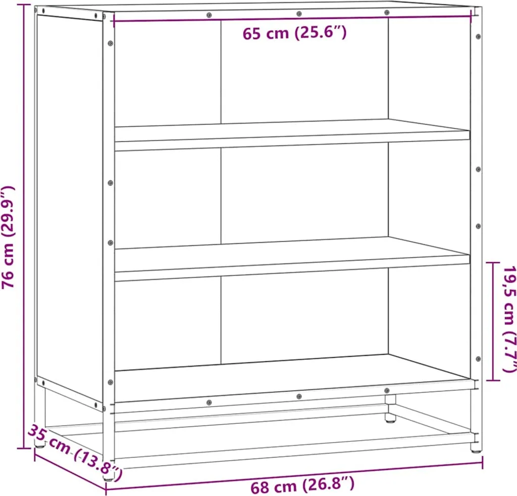 Madia Moderna SYFAX Rovere Nera 68cm | Mobiletto Soggiorno Design Industrial - 7