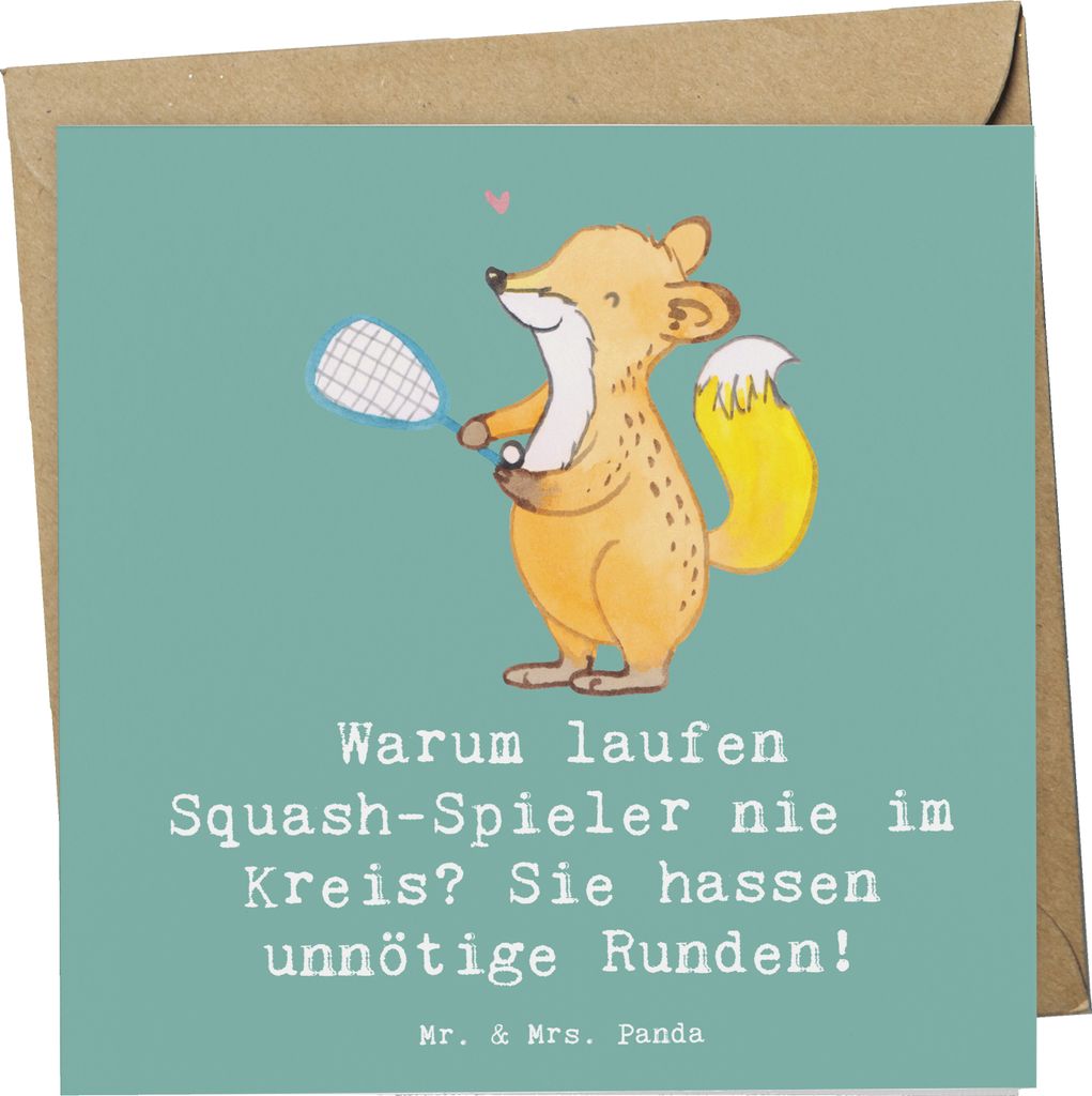Mr. & Mrs. Panda Grußkarte Squash Weisheit - Meeresbrise - Geschenk, Teamsport, Leidenschaft, Taktik, Fitness, Spieler, Bewegungen, Klappkarte, Sp...