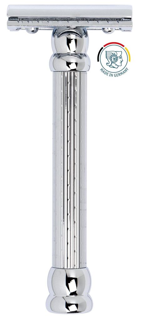 Merkur Rasierhobel 47C, dreiteilig, mit gerader Schaumkante, 87 g Gewicht