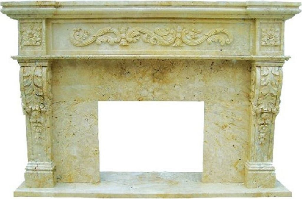 Casa Padrino Luxus Barock Kaminumrandung Gelb 150 x 30 x H. 120 cm - Handgefertigte Kaminumrandung aus hochwertigem Marmor - Kamin Deko Accessoires...