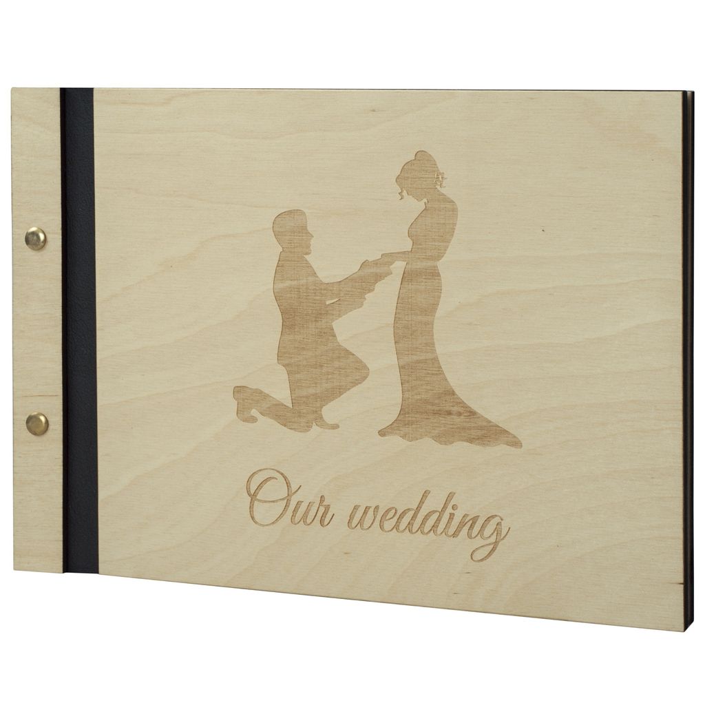 Hochzeit Hochzeitspaar Wedding Verlobung Fotoalbum Holzalbum 60 schwarze Seiten Fotobuch selbst gestalten einkleben