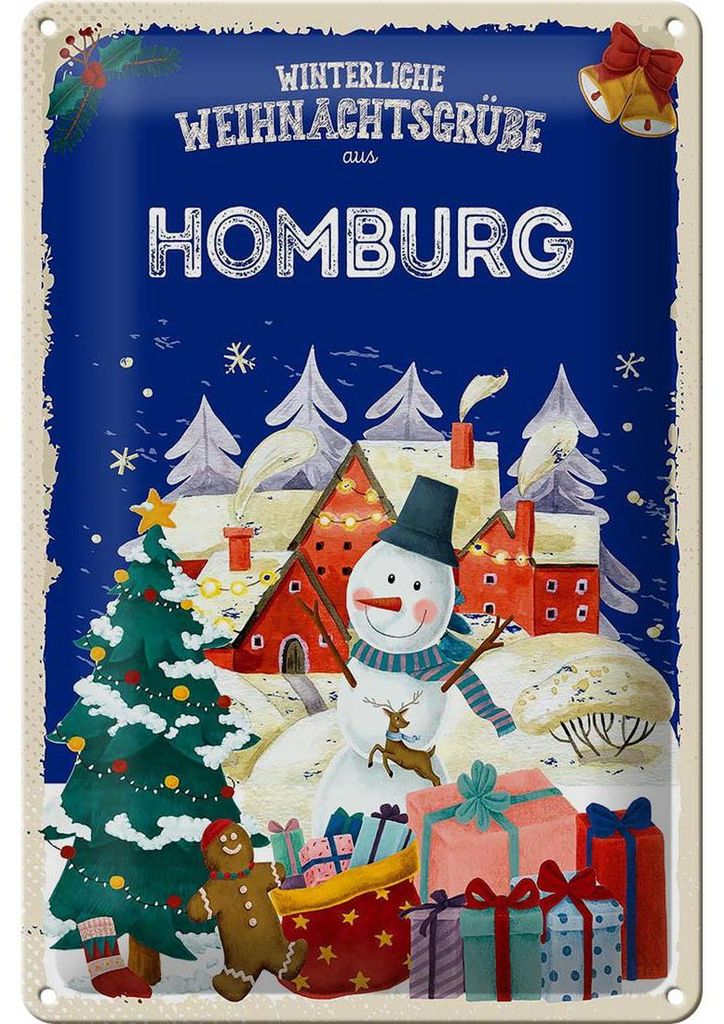 Blechschild Weihnachtsgrüße aus HOMBURG 20x30cm
