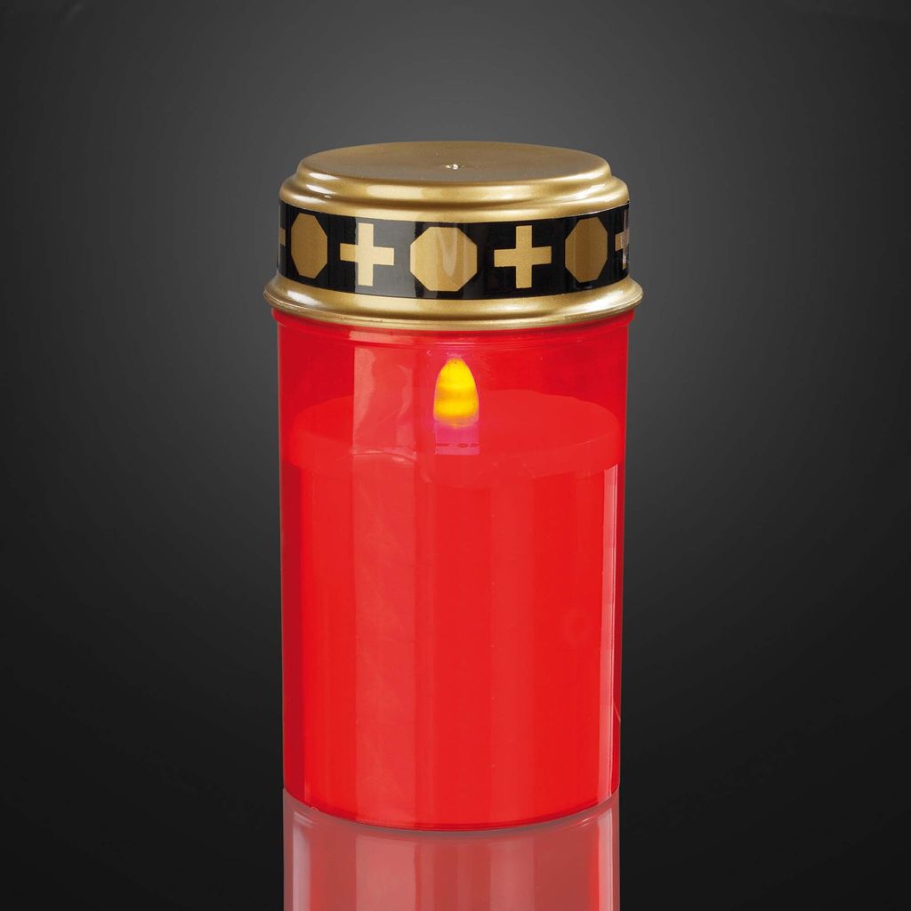 LED Grablicht Grabkerze Kerze rot betende Hände Batterie Dekoration
