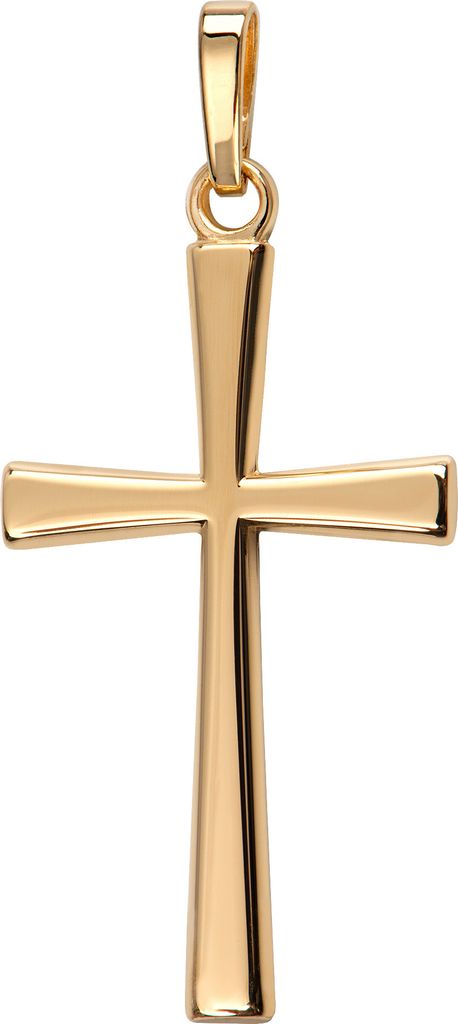 Anhänger-Kreuz formschönes Goldkreuz für Damen, Herren und Kinder mit abgeflachten Kanten als Kettenanhänger 750 Gold 18 Karat mit Schmuck-Etui