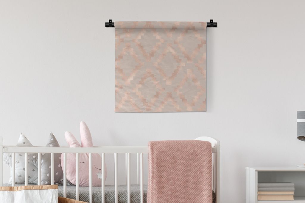 MuchoWow Wandteppich Wandbehang Rosa - Luxus - Muster 60x60 cm Tapisserie Dekoration Wandtuch - Dekorationen - Wand Decke