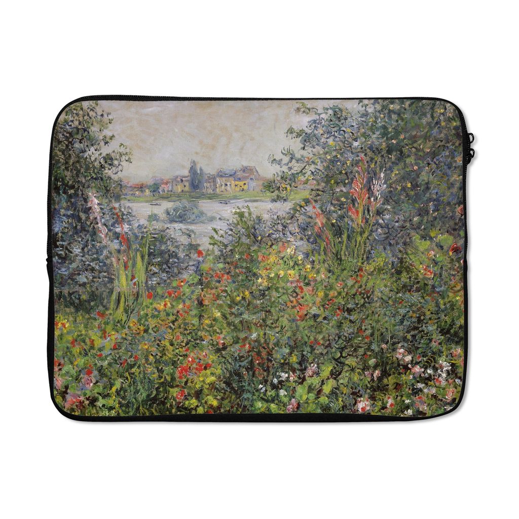 MuchoWow Laptop Hülle 17 Zoll Laptoptasche Blumen in Vetheuil - Gemälde von Claude Monet - Zipper - Schutzabdeckung