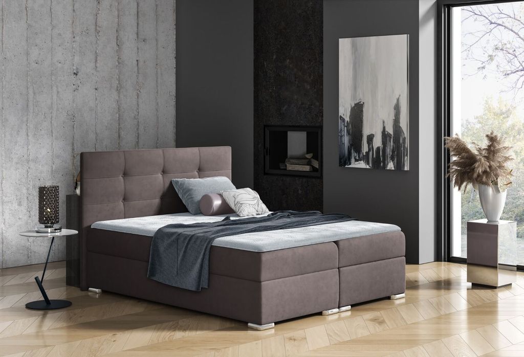 Boxspringbett STELA – 180 x 200 cm, braun + GRATIS Matratzenauflage