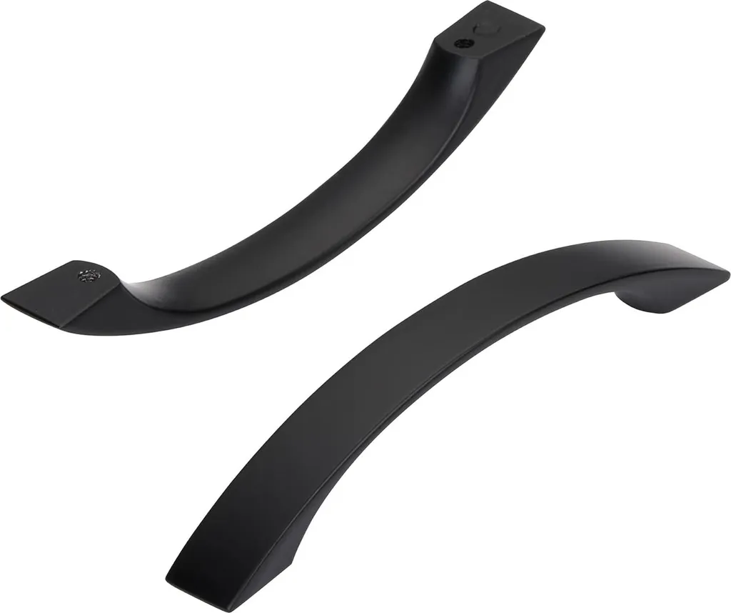 Lot de 10 poignées d'armoire de cuisine noires mates - Entraxe 128mm