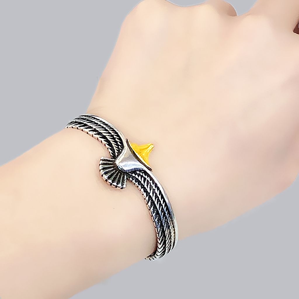 Armband, Adler-Design, offener Armreif, Vintage-Schmuck, Geschenk, Verzierung für den Alltag-Golden