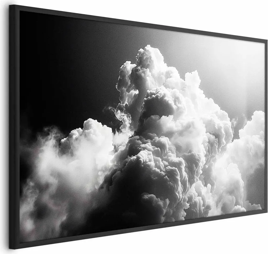 Quadro Moderno Nuvole di Sogno 90x60cm Cornice Nera Senza Margine