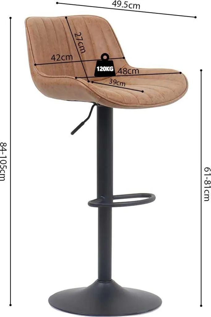 Tabouret de bar en polyuréthane cognac Fenna avec pieds métalliques - 9
