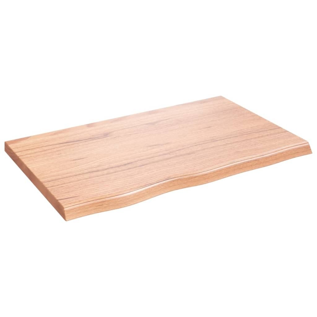 vidaXL Tischplatte Hellbraun 80x50x(2-4) cm Massivholz Eiche Behandelt