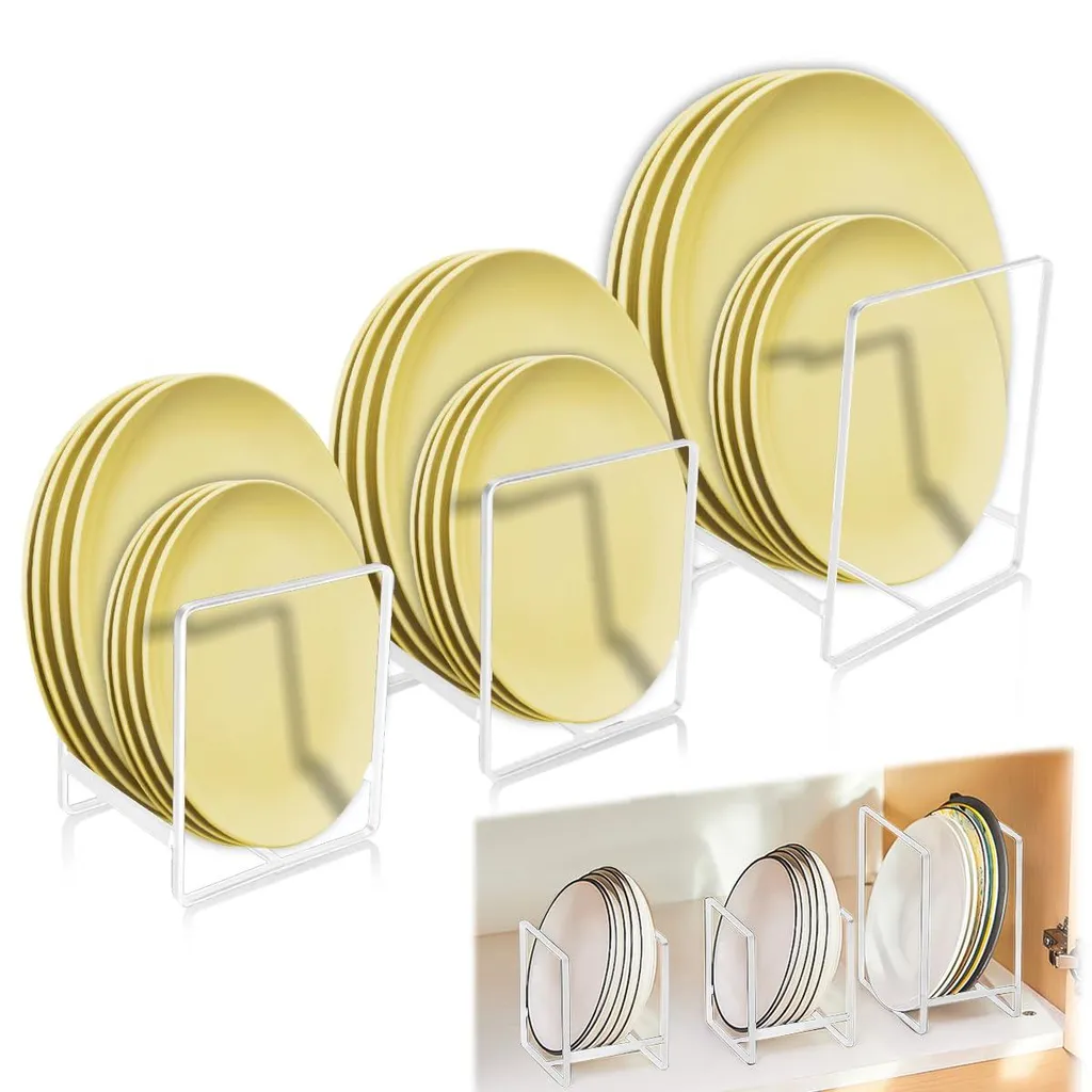 Stop vaisselle instable : porte-assiettes en métal blanc pour vos placards