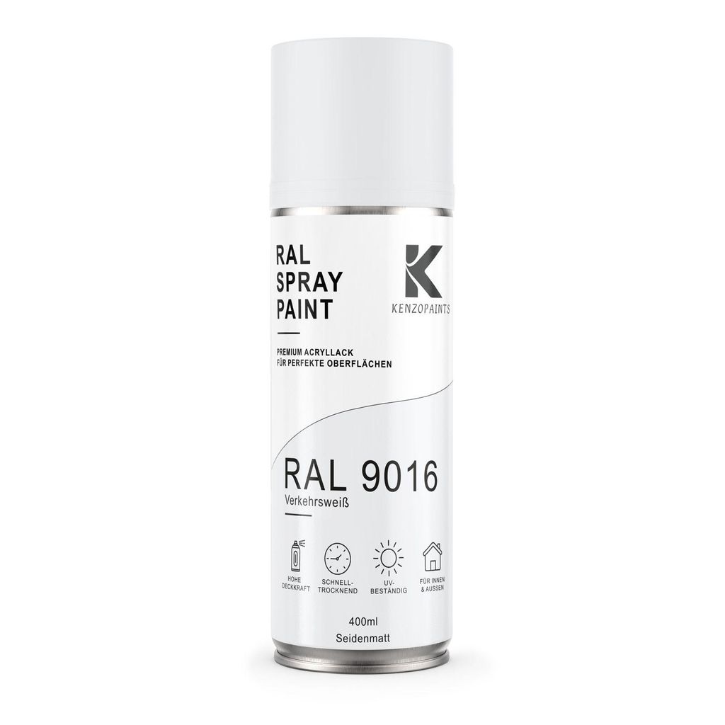 Kenzopaints RAL 9016 Verkehrsweiß Spraydose 400ml Produktbild 