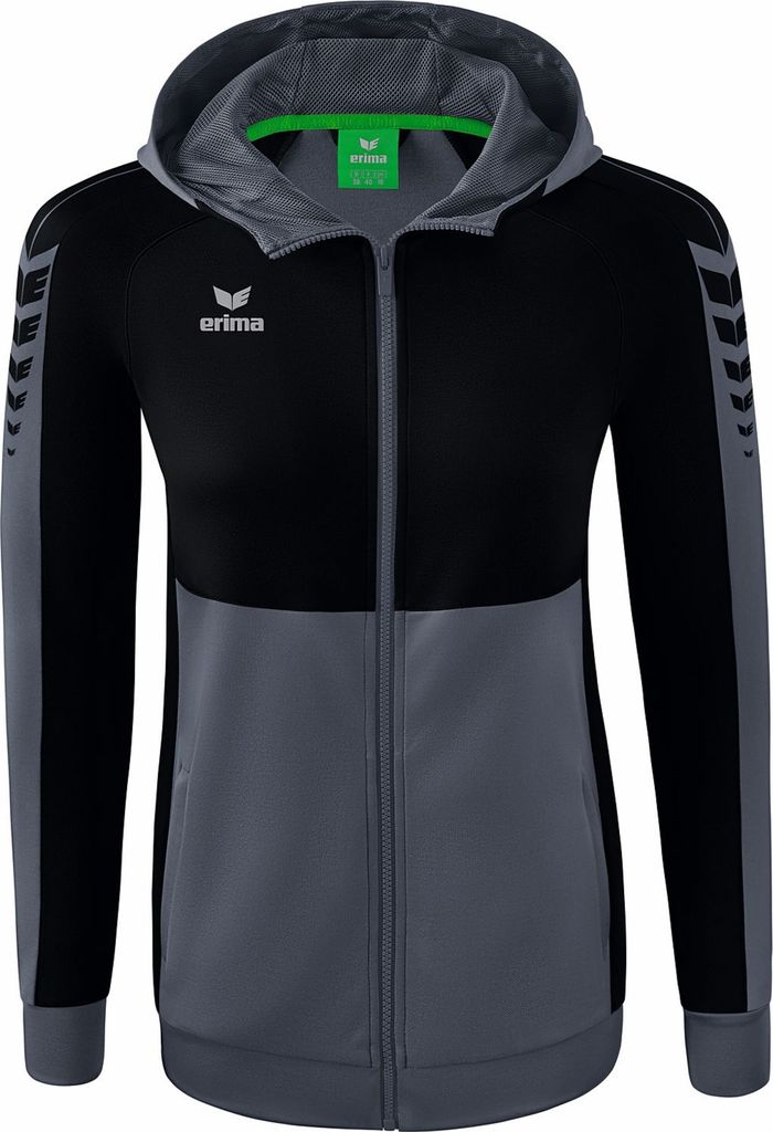 Erima Six Wings Trainingsjacke Mit Kapuze Damen - Slate Grey / Schwarz
