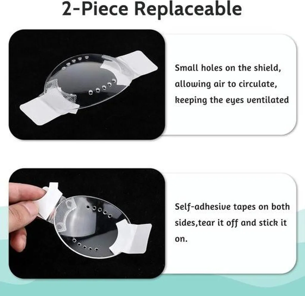 Cache-œil respirant petit trou pour rééducation - Masque ajustable noir - 2