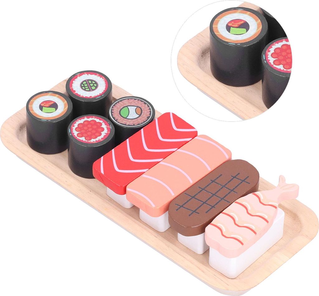 Hölzernes Sushi-Restaurant-Spielset, Lebensmittel-Erkennungsspielzeug, Kinderküche
