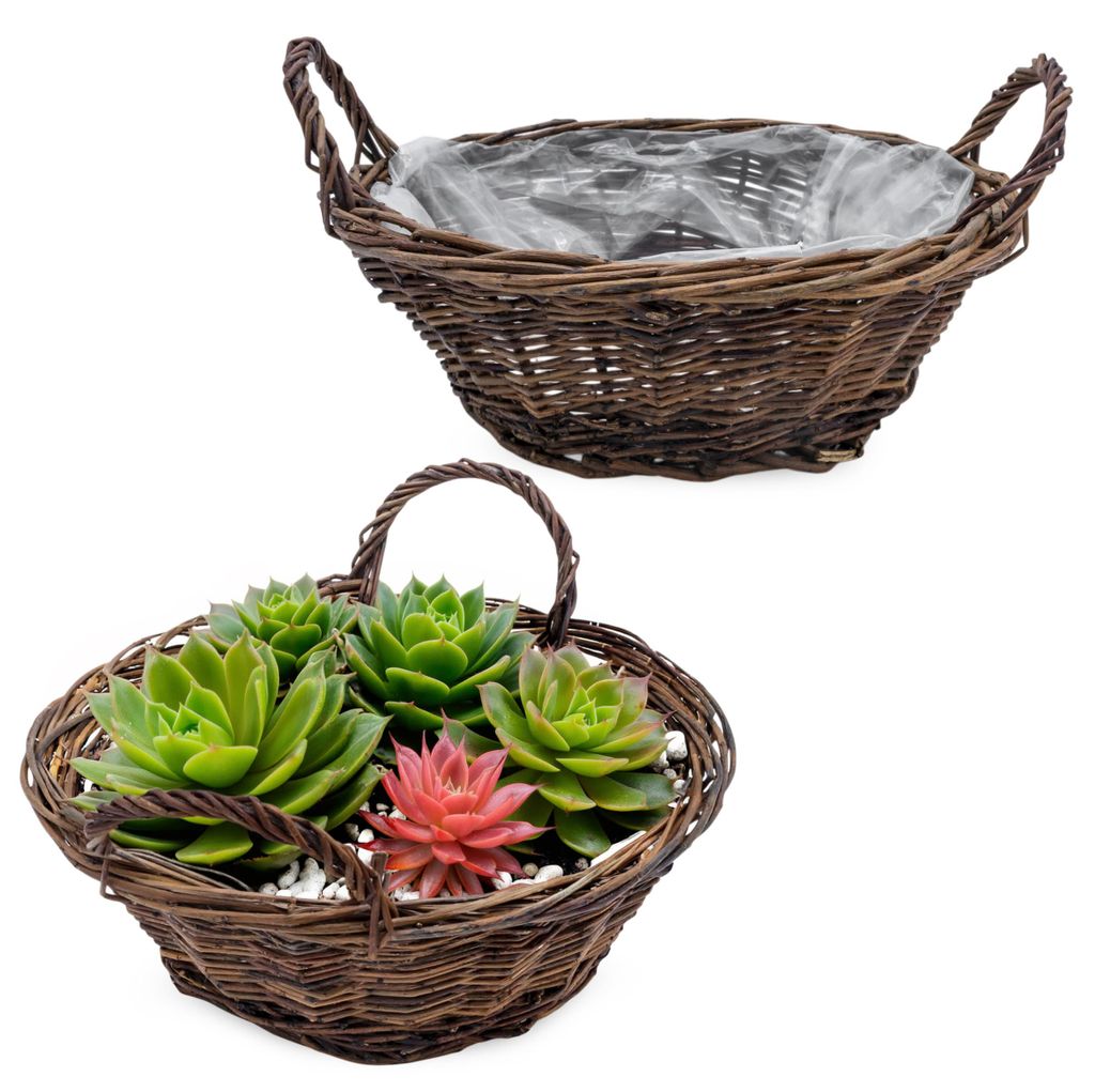 Set di 2 vasi da fiori in fibra naturale di rattan - 30 cm Immagine del prodotto 