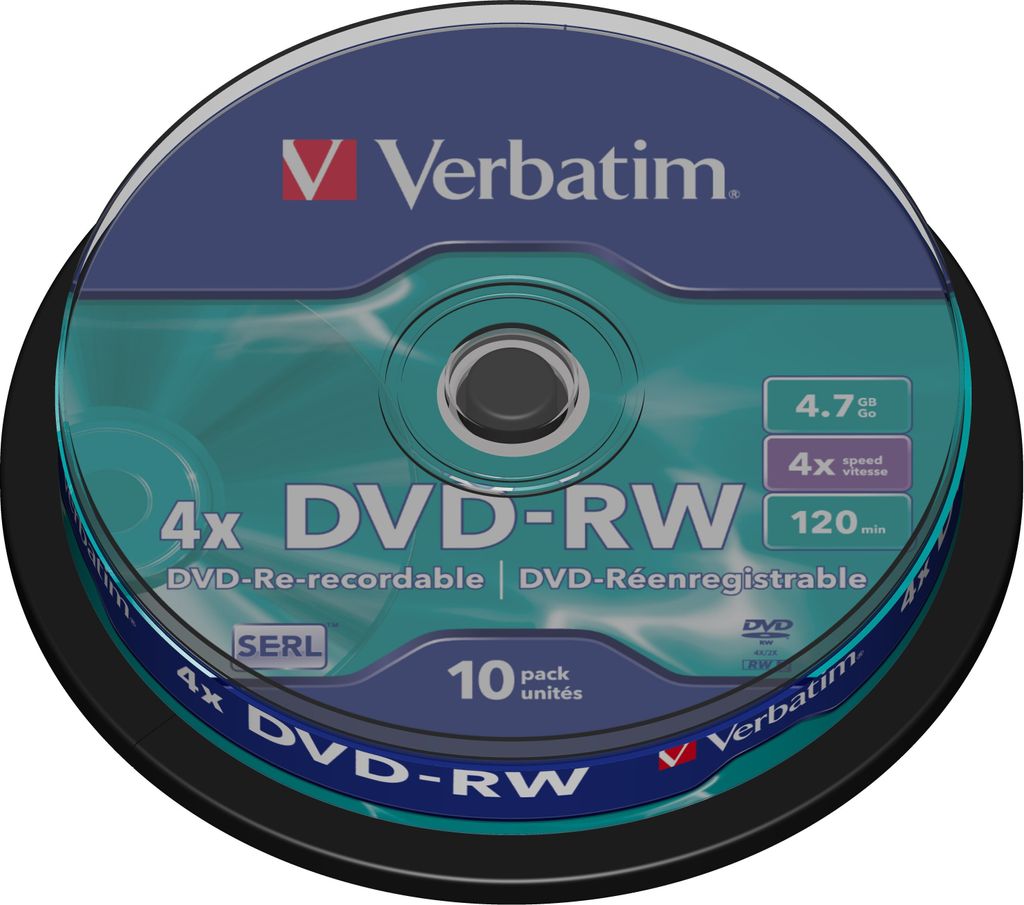 Verbatim DVDVER00072B, DVD-RW, Vreteno, 10 kusov, 4,7 GB Obrázok produktu 