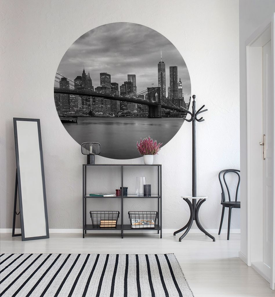Fototapete New York Ausblick rund, Material:Superior Vlies 350g/qm, Größe Tapete:130cm rund