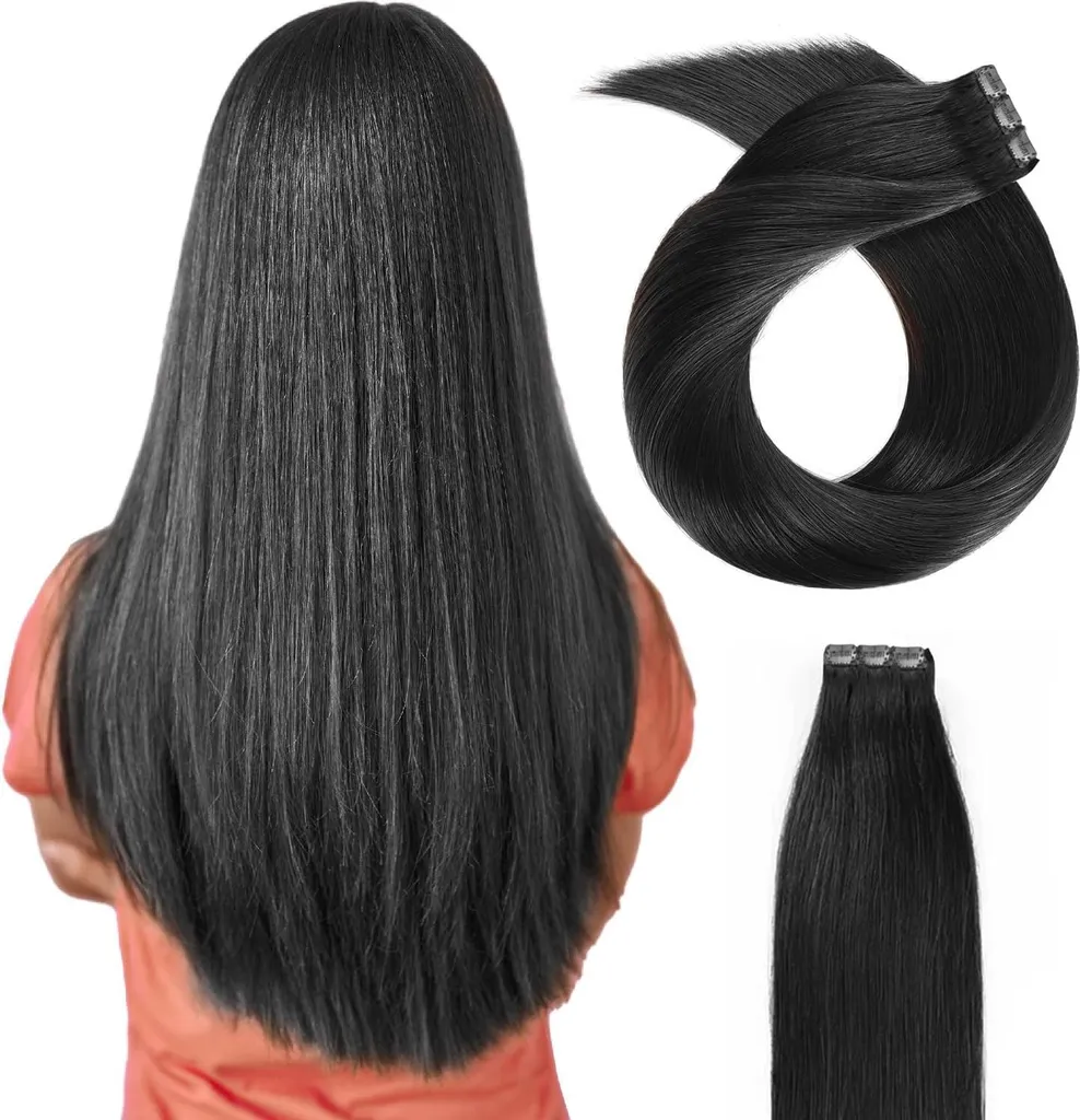 Extensions Cheveux Naturels Remy Clip-in 55 cm 220 g Noir Profond 1#