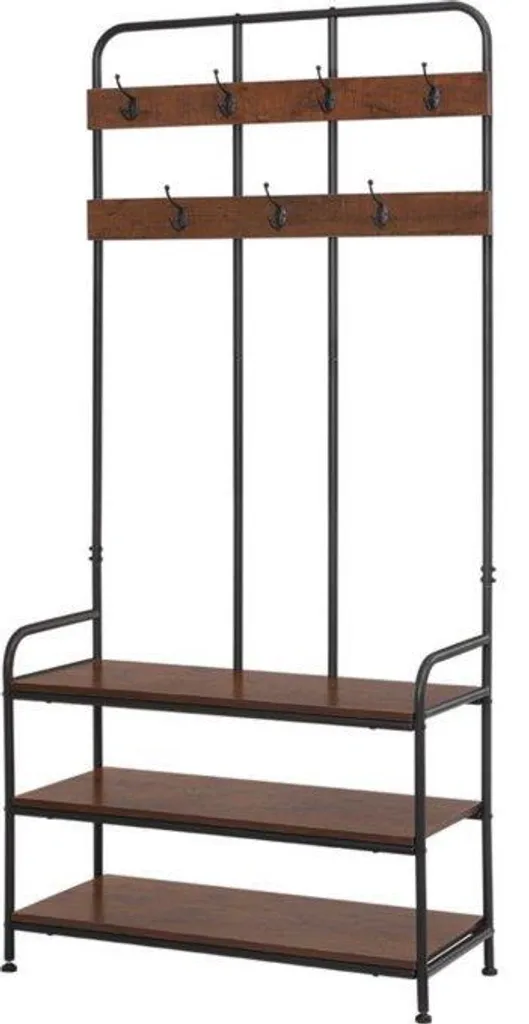 Étagère à chaussures en bois chêne et blanc 84x180x36 cm avec tablette