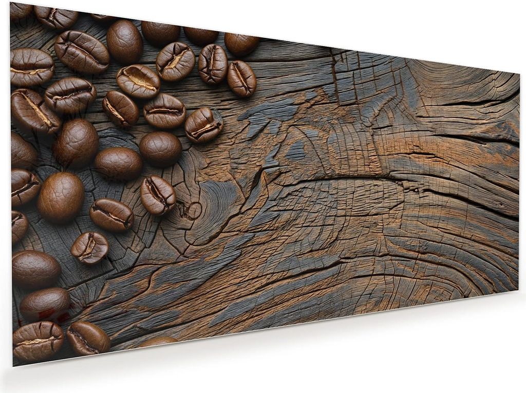Glasbild 110x55cm in XXL für Wohnzimmer, Schlafzimmer Motiv Kaffeebohnenholz