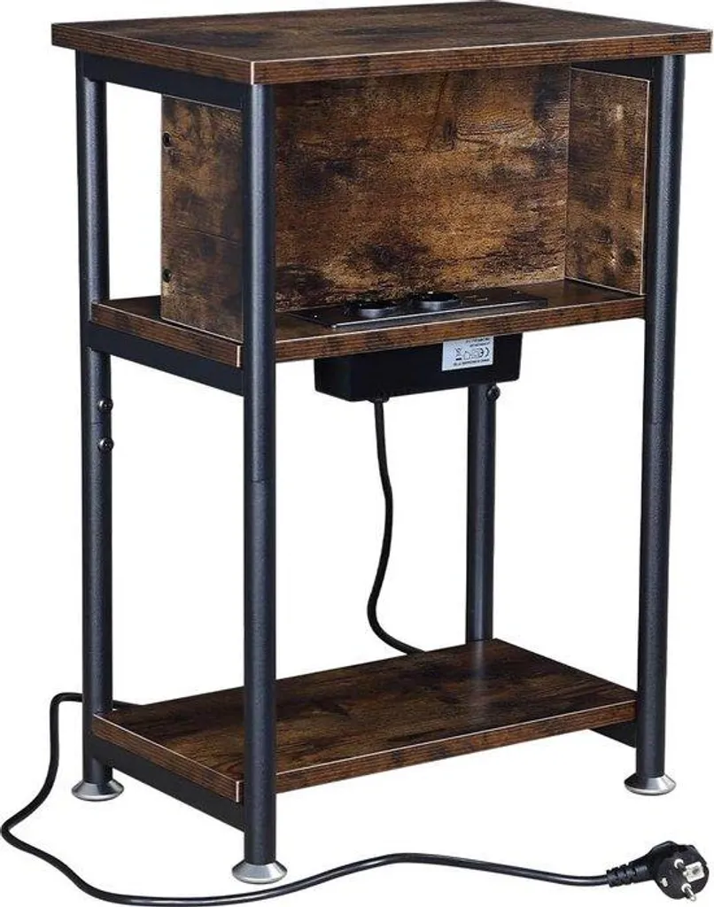 Table de chevet vintage avec prises USB - Petit meuble 26 x 40 x 59 cm