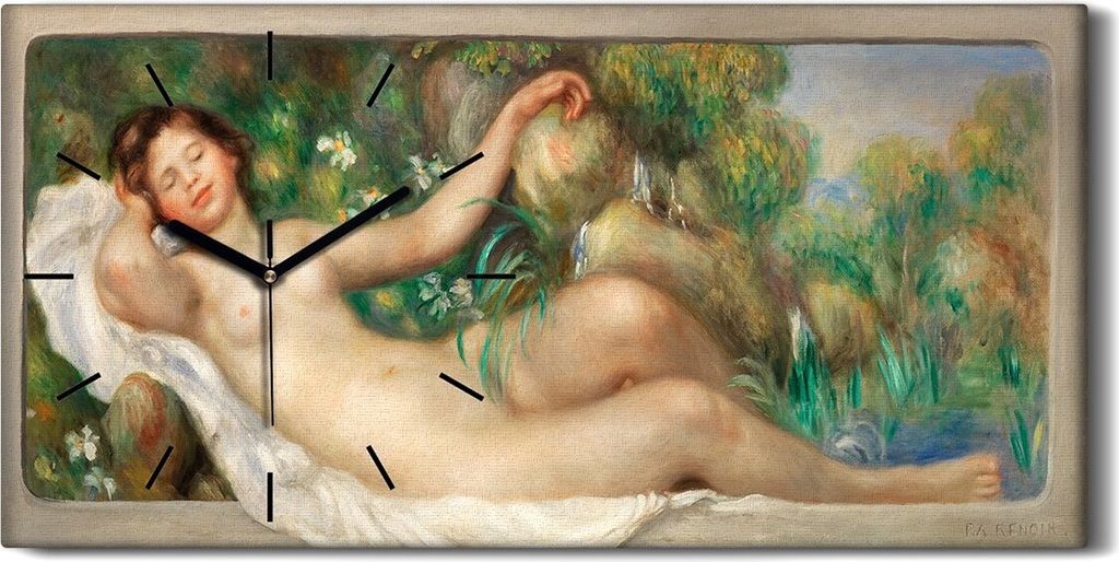 Dekor Leinwand Uhr Wandbilder Geräuschlos Kunstdruck 60x30 Liegender Akt - schwarze Hände