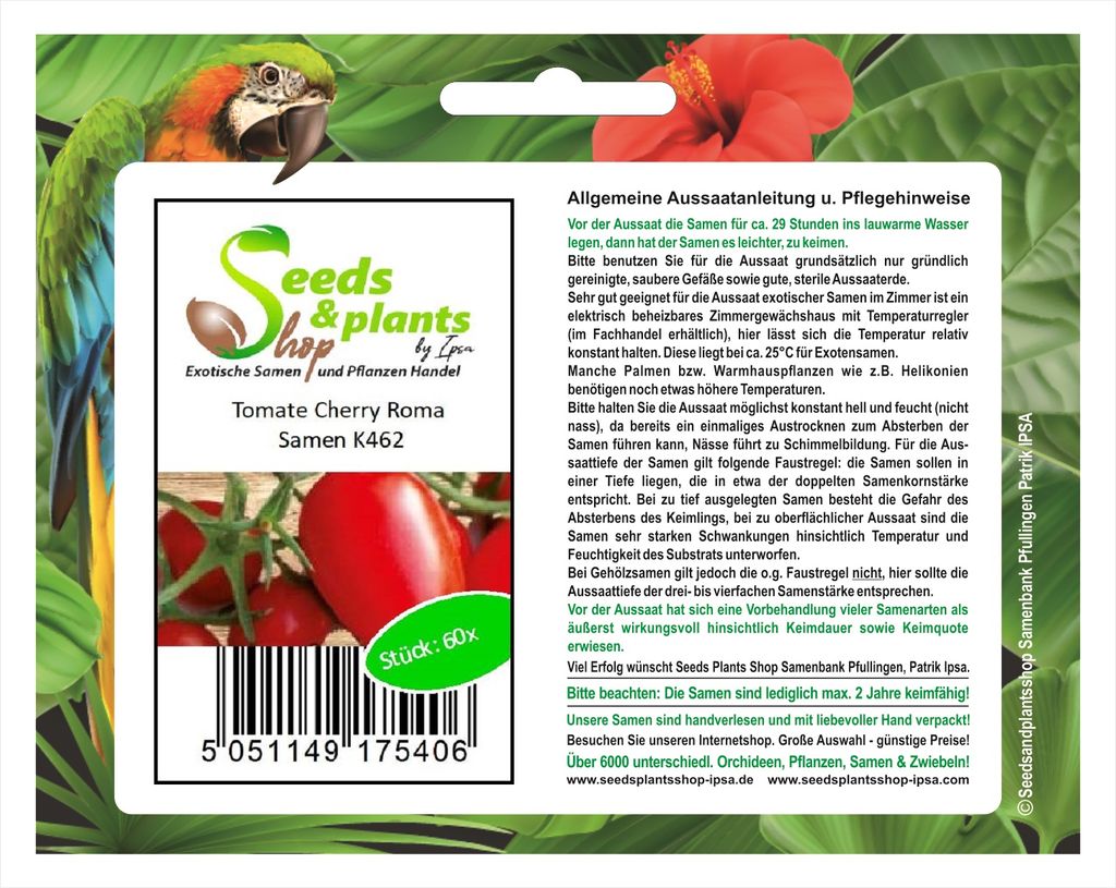 60x Tomate Cherry Roma Alte Sorten Gemüse Garten Pflanzen - Samen K462