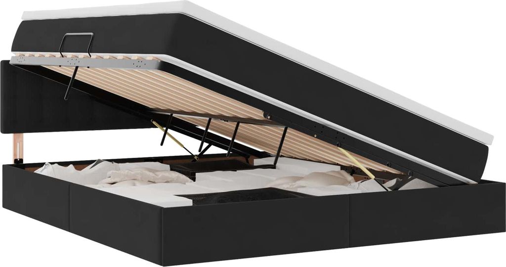vidaXL Aufbewahrungsbett mit Matratze Schwarz 160 x 200 cm Samt