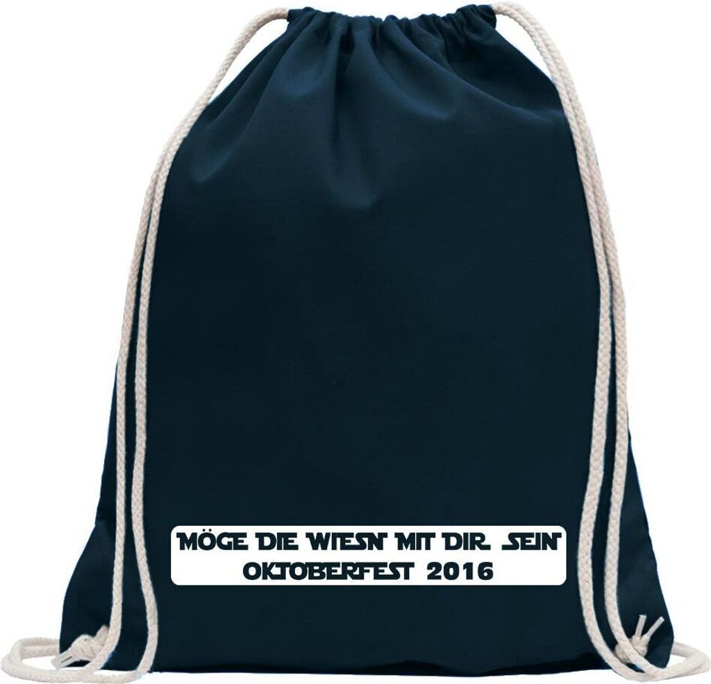 Kiwistar - Turnbeutel - dunkelblau - Möge die Wiesn mit dir sein - Fun Rucksack Sport Beutel Gymsack Baumwolle mit Ziehgurt