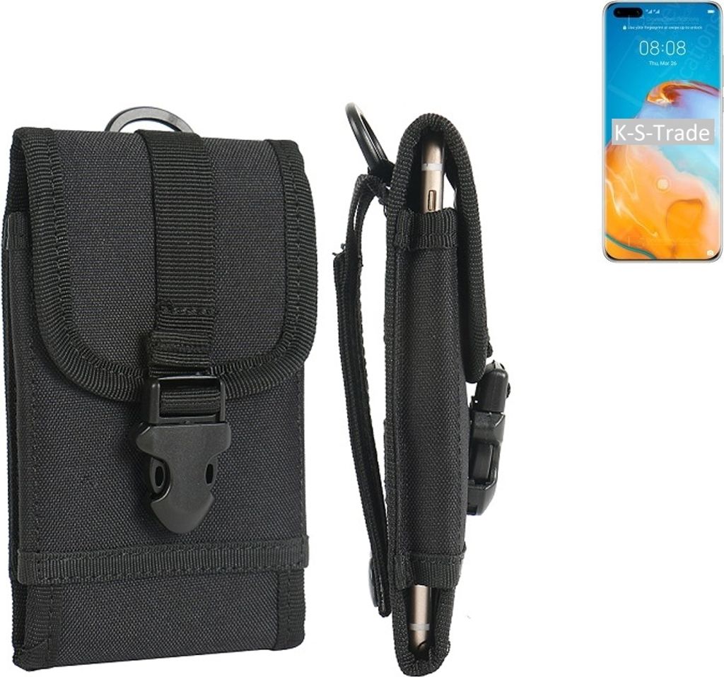 K-S-Trade Holster Handy Hülle kompatibel mit Huawei P40 Pro Holster Handytasche Gürtel Tasche Schutz Hülle Robust Outdoor schwarz