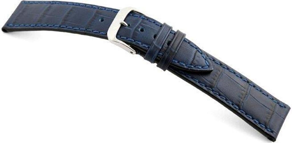 Happel Lederband Tampa 22mm marineblau mit Alligatorprägung