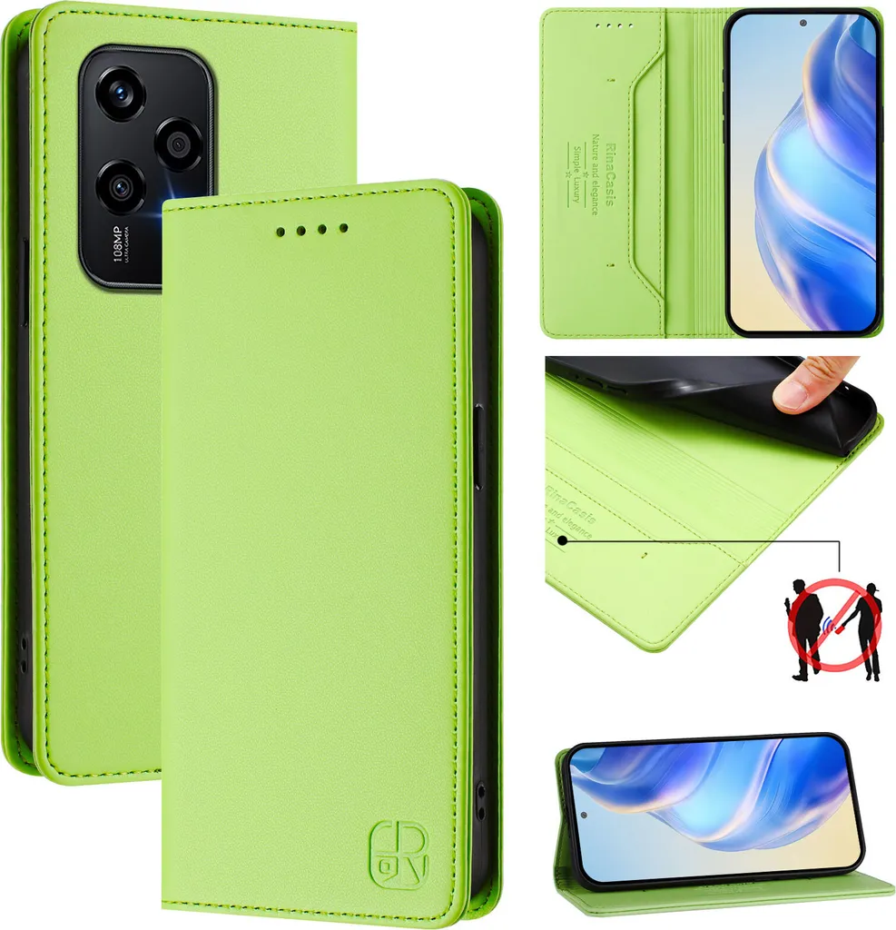 Cover Honor 200 Lite Verde Flip Case Portafoglio e Magnetica
